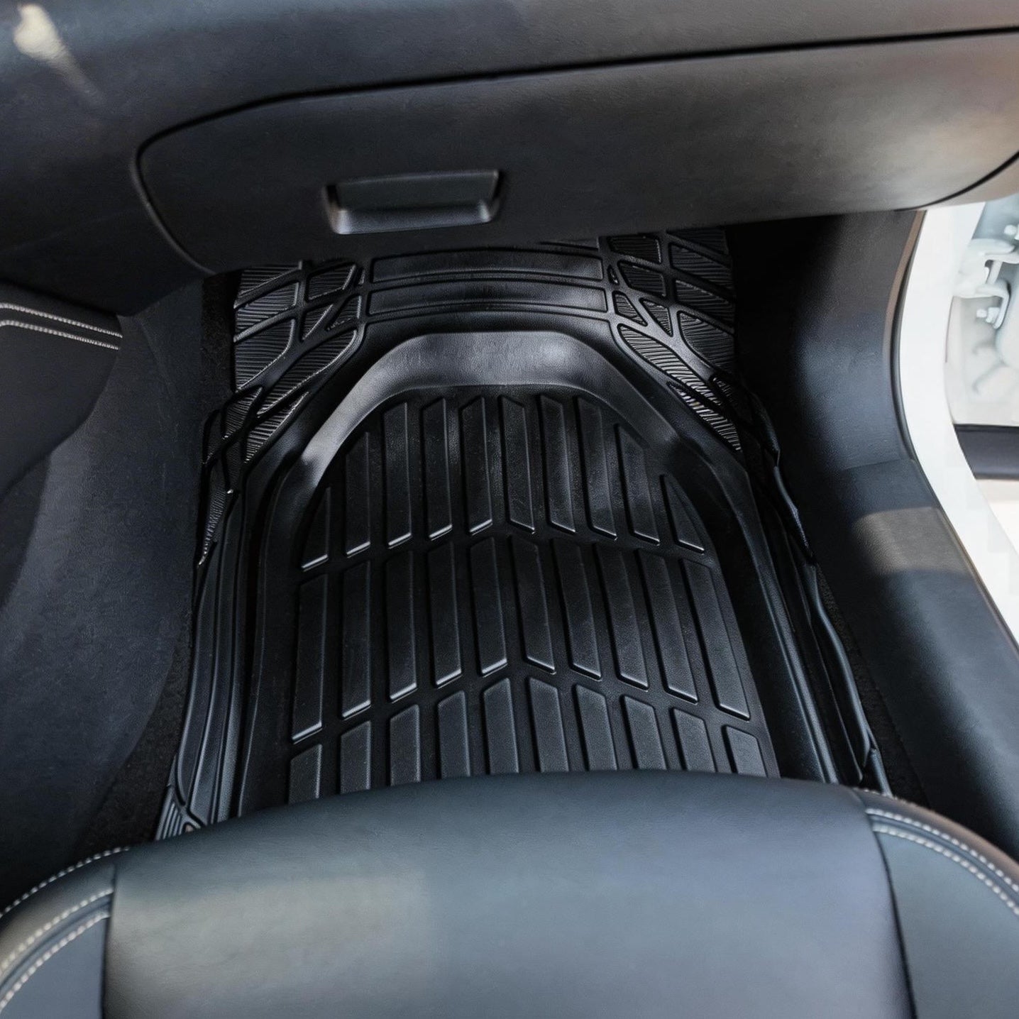 Close-up detail of universal car mats texture, highlighting durable material and non-slip surface design